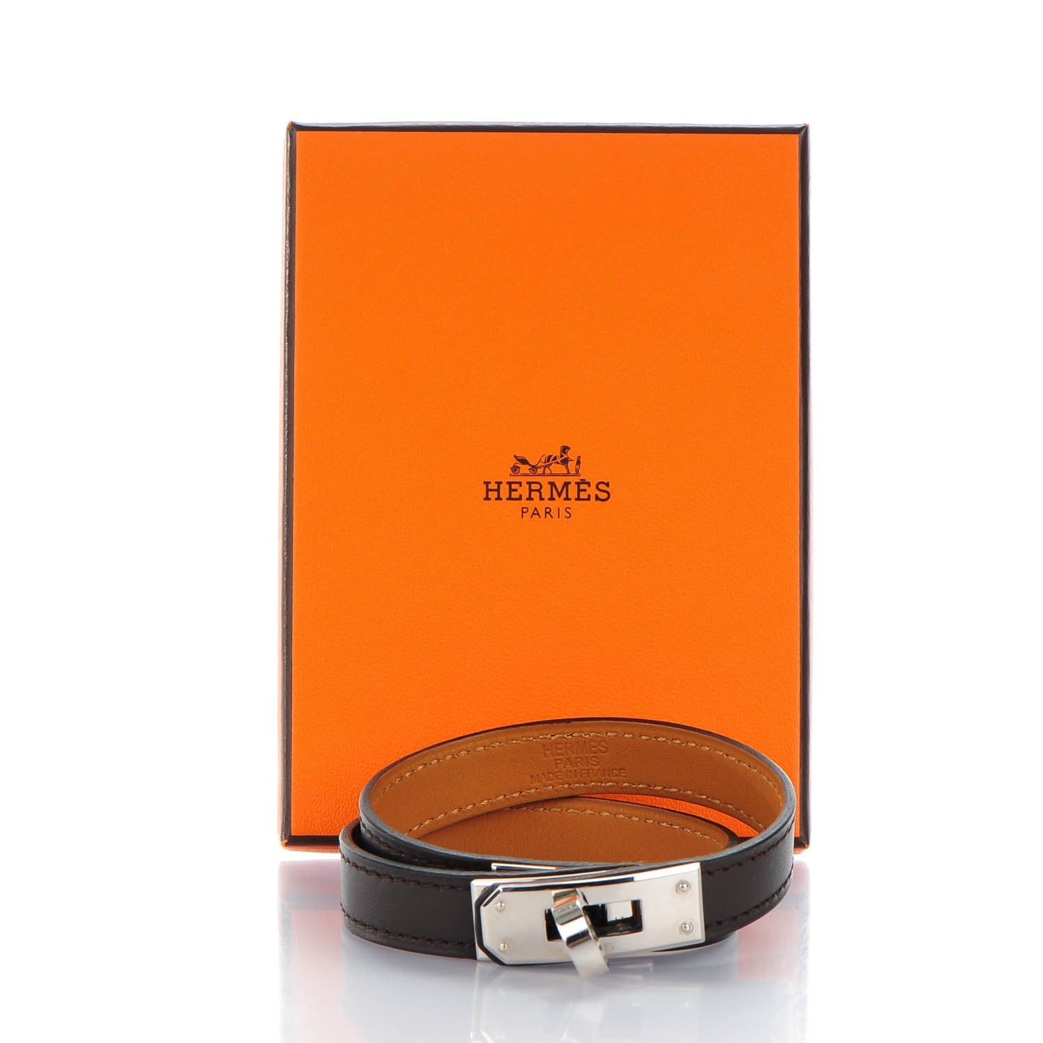 Hermes Chamonix Kelly Double Tour Bracelet M Chocolate 7 of 7