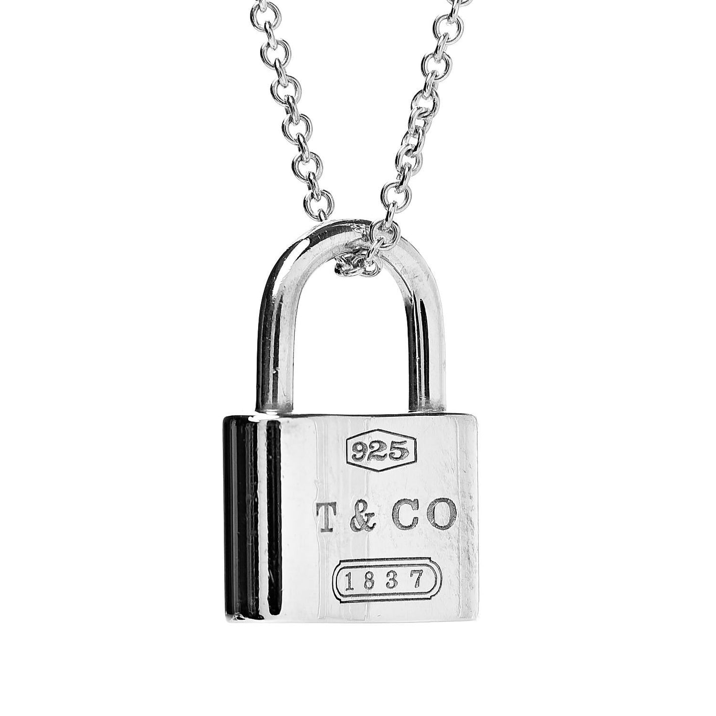 Sterling Silver 1837 Lock Charm Pendant Necklace