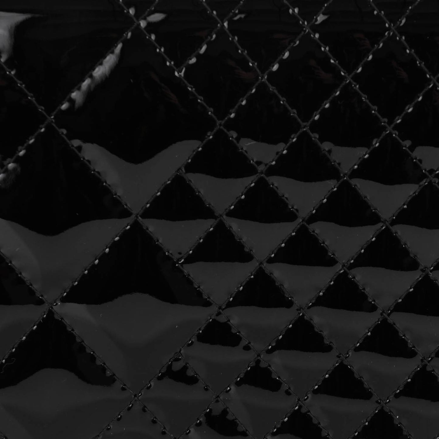 Patent Double Quilted Wallet On Chain WOC Black