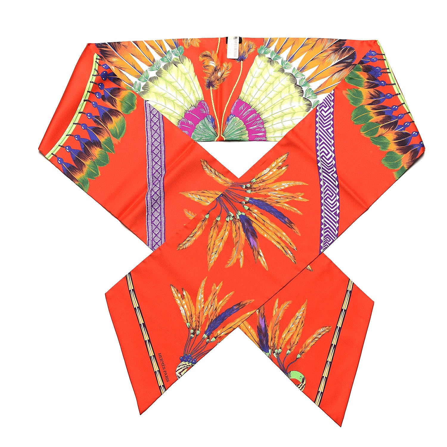 Hermes Silk Brazil Maxi Twilly Rouge Vif Violet Vert 1 of 5