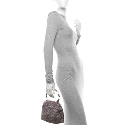 Valentino Garavani Crystal Suede Bebop Loop Handle Clutch Pink 2 of 11