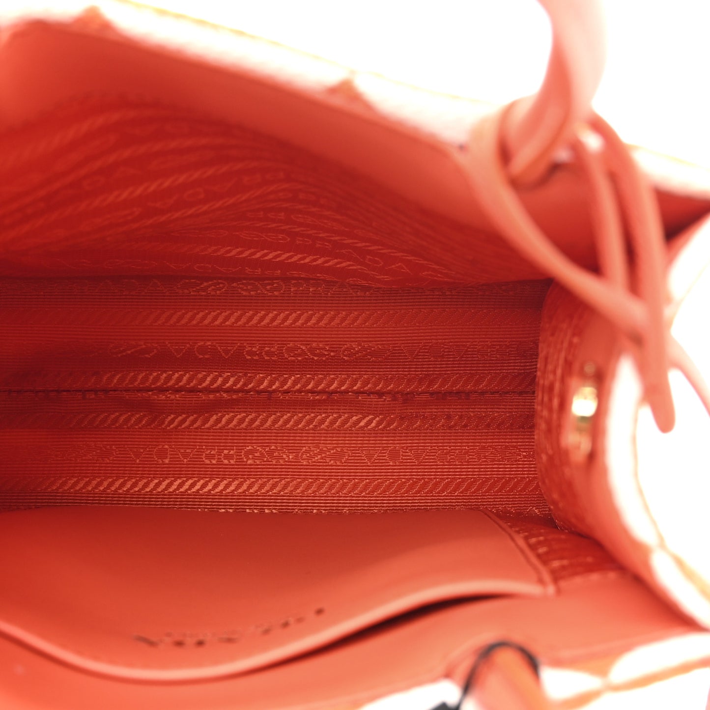 Jacquard Saffiano Triangolo Symbole Embroidered Micro Tote Arancio White