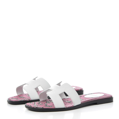 Hermes Box Calfskin Bois De Rose White Oran Sandals 37 White 3 of 10