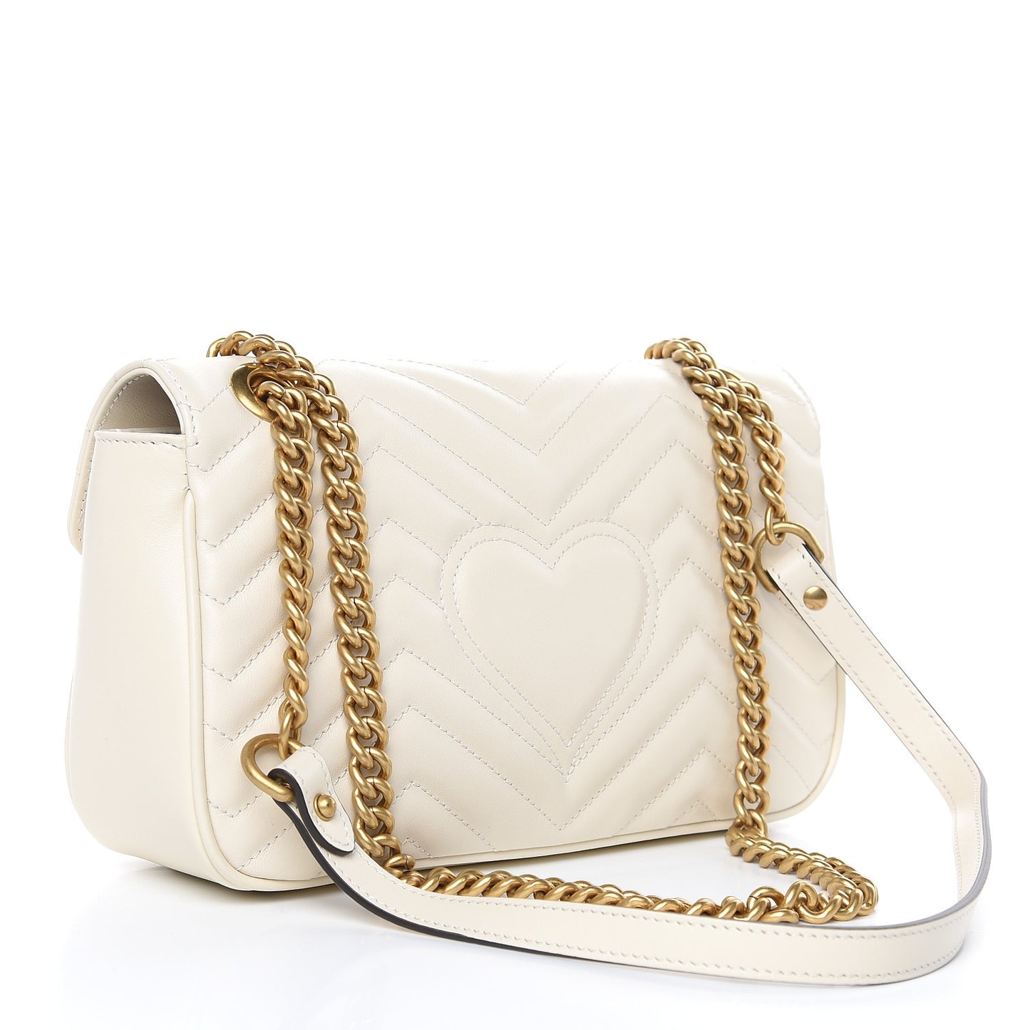 Calfskin Matelasse Small GG Marmont Shoulder Bag White
