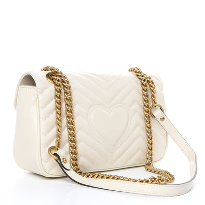 Gucci Calfskin Matelasse Small GG Marmont Shoulder Bag White 3 of 9
