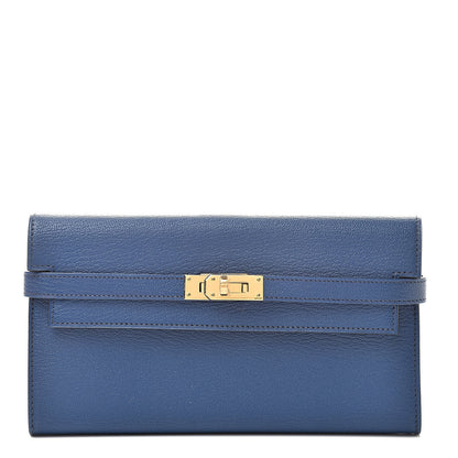 Hermes Chevre Mysore Kelly Longue Wallet Bleu Brighton 1 of 8