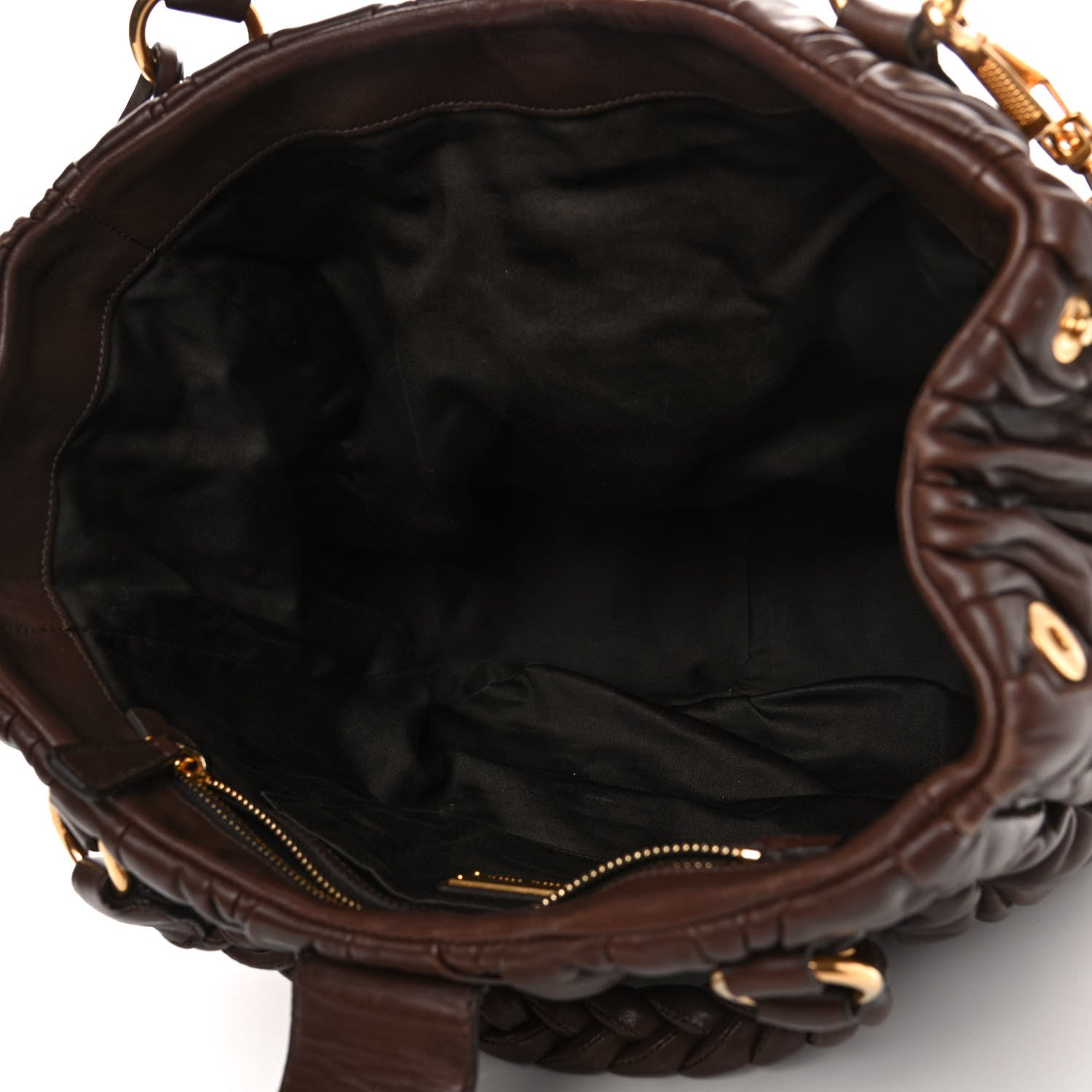 Miu Miu Nappa Matelasse Top Handle Satchel Brown 4 of 6