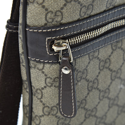 Gucci GG Supreme Monogram Selleria Calfskin Small Flat Side Zip Messenger Bag Beige Ebony Cocoa Dark Chocolate 23 of 23