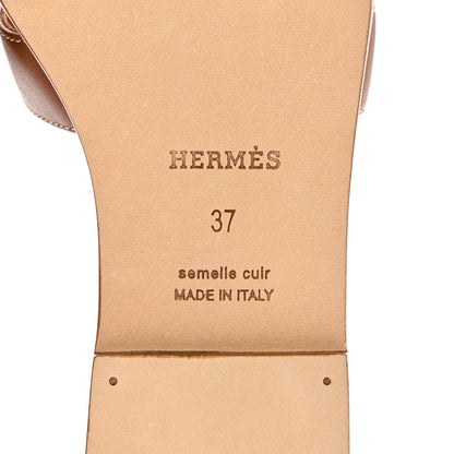 Hermes Box Calfskin Oran Sandals 37 Gold 6 of 8