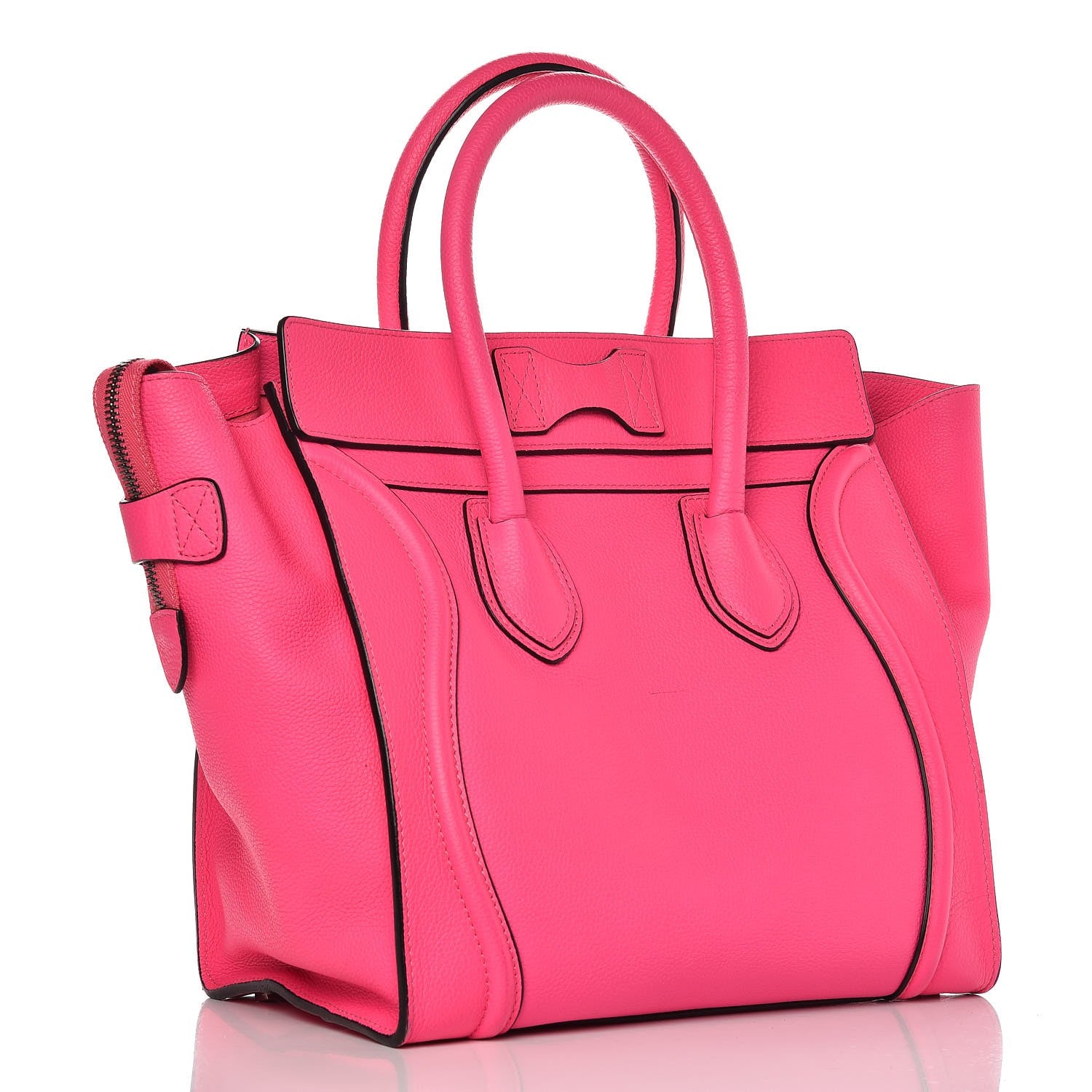 Celine Drummed Calfskin Mini Luggage Fluo Pink 3 of 12