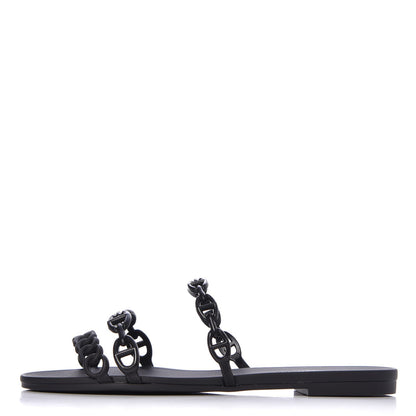 Hermes Rubber Chaine d'Ancre Rivage Sandals 37 Black 1 of 8