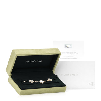 Van Cleef & Arpels 18K Yellow Gold Mother of Pearl 5 Motifs Vintage Alhambra Bracelet 6 of 6