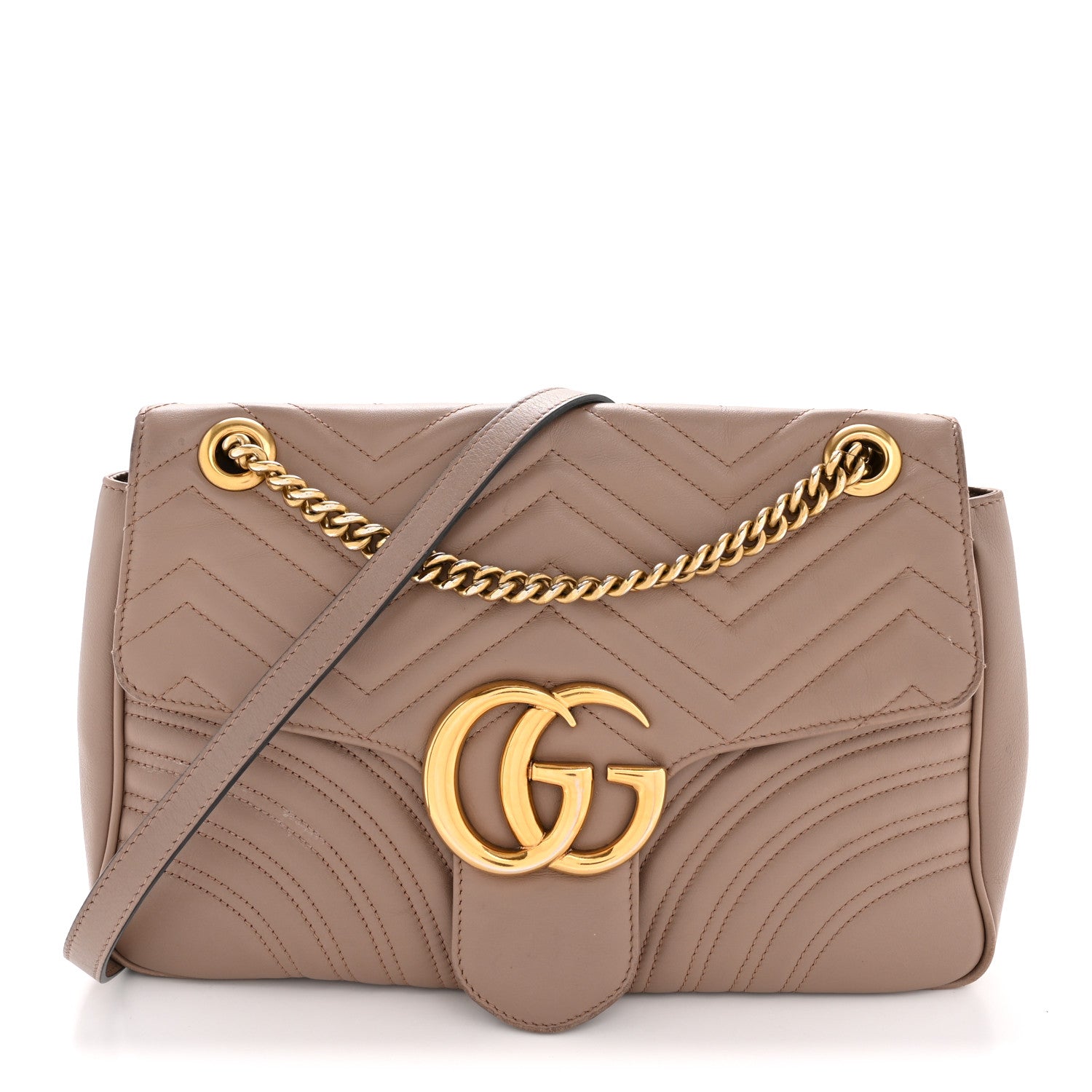 Gucci Calfskin Matelasse Medium GG Marmont Shoulder Bag Porcelain Rose 1 of 14