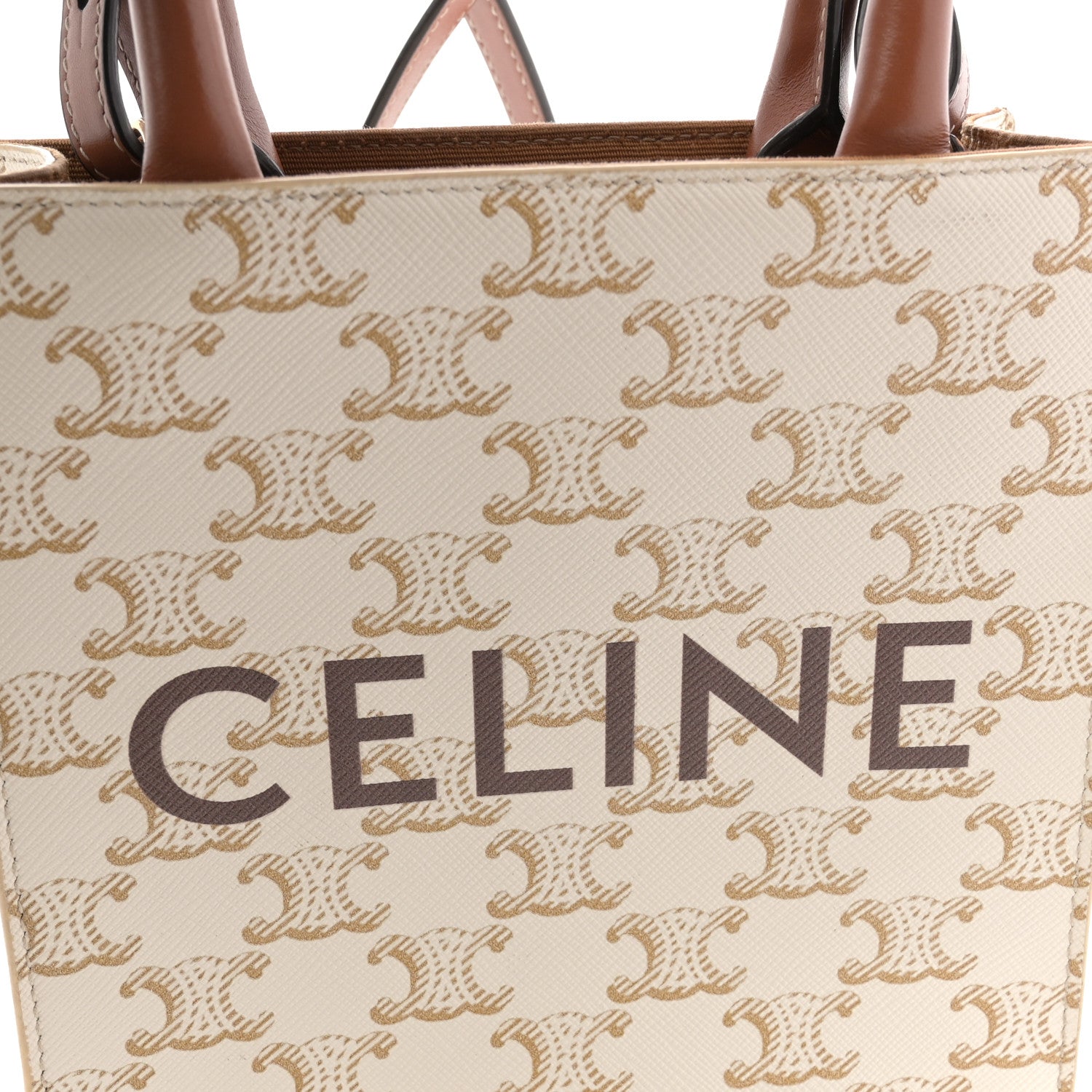 Celine Triomphe Canvas Calfskin Mini Vertical Cabas White 1824694