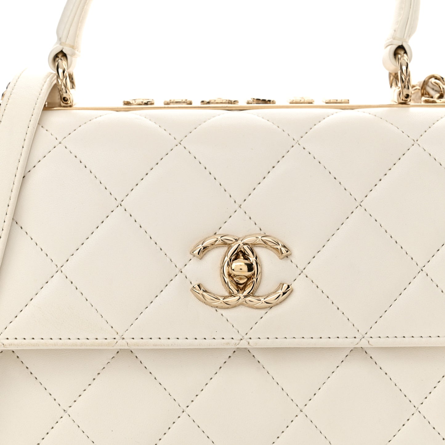 Lambskin Quilted Small Trendy CC Dual Handle Flap Bag White