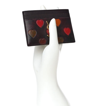 Saint Laurent T Lambskin Heart Embossed Monogram Card Case Vintage Cognac 2 of 11