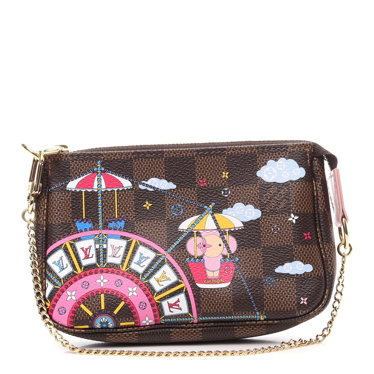 Damier Ebene 2020 Christmas Animation Big Wheel Mini Pochette Accessories Rose Ballerine