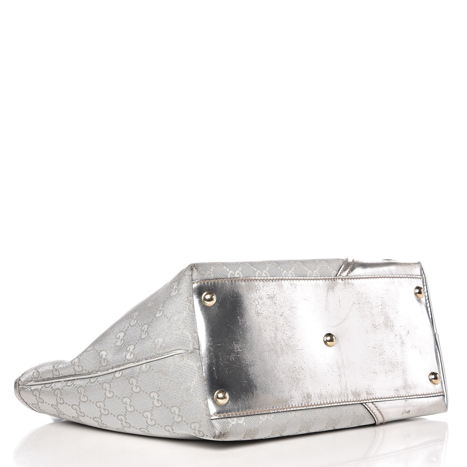 Gucci Metallic Monogram New Britt Medium Tote Silver 4 of 14