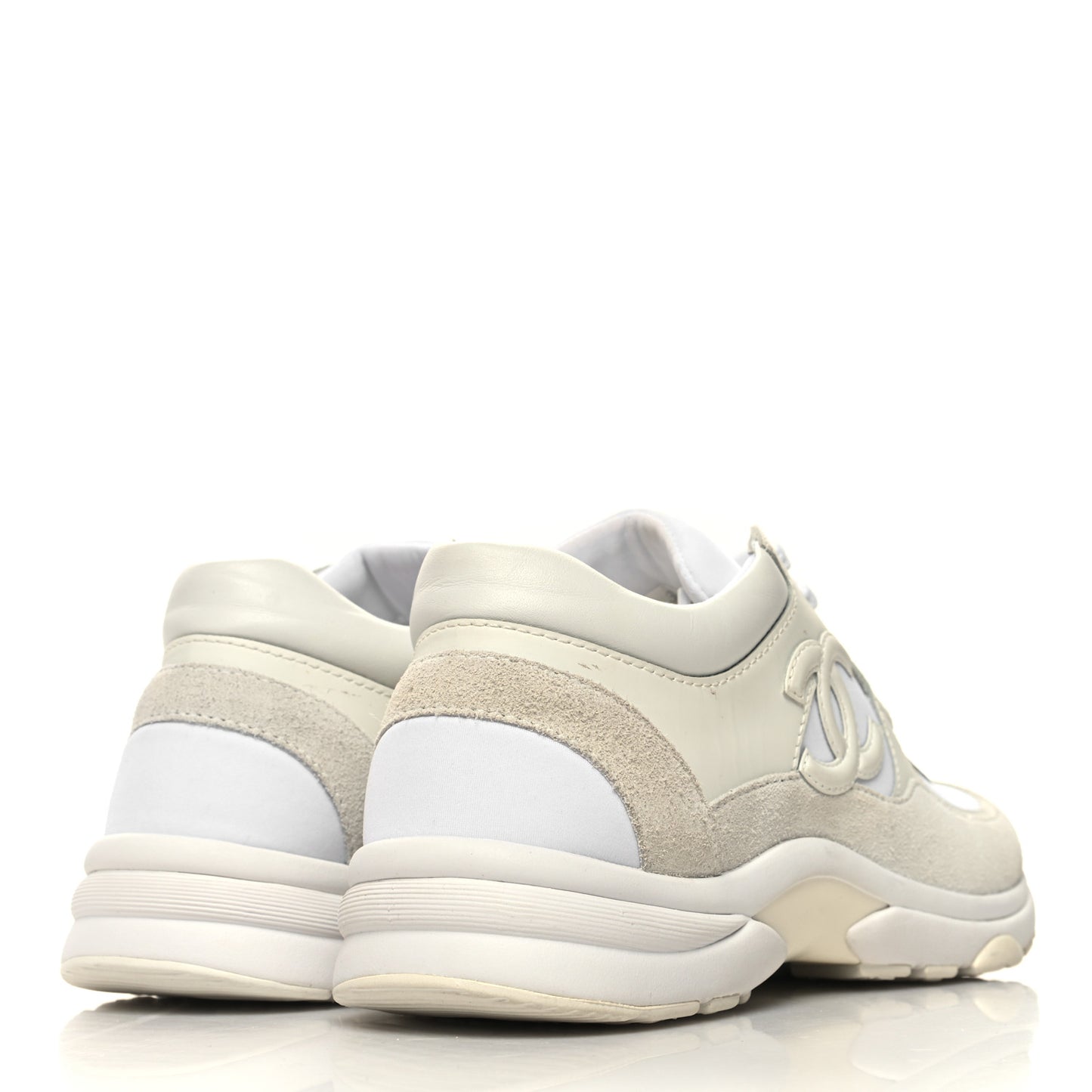 Suede Calfskin Fabric CC Sneakers 36.5 White