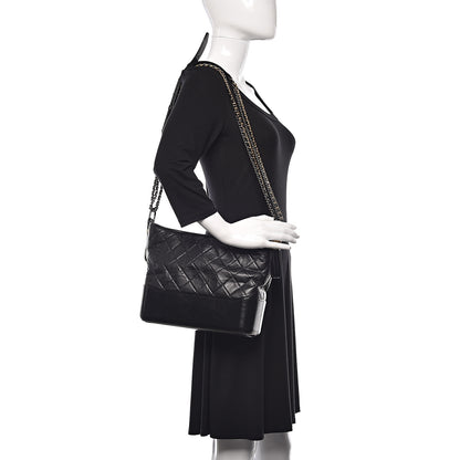 Chanel Aged Calfskin Quilted Medium Gabrielle Hobo Black 2 of 9