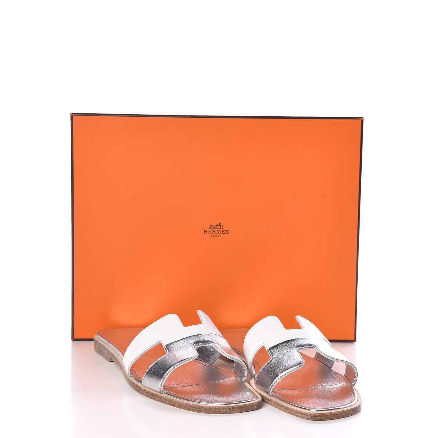 Metallic Nappa Box Oran Sandals 37.5 White Gris Argente