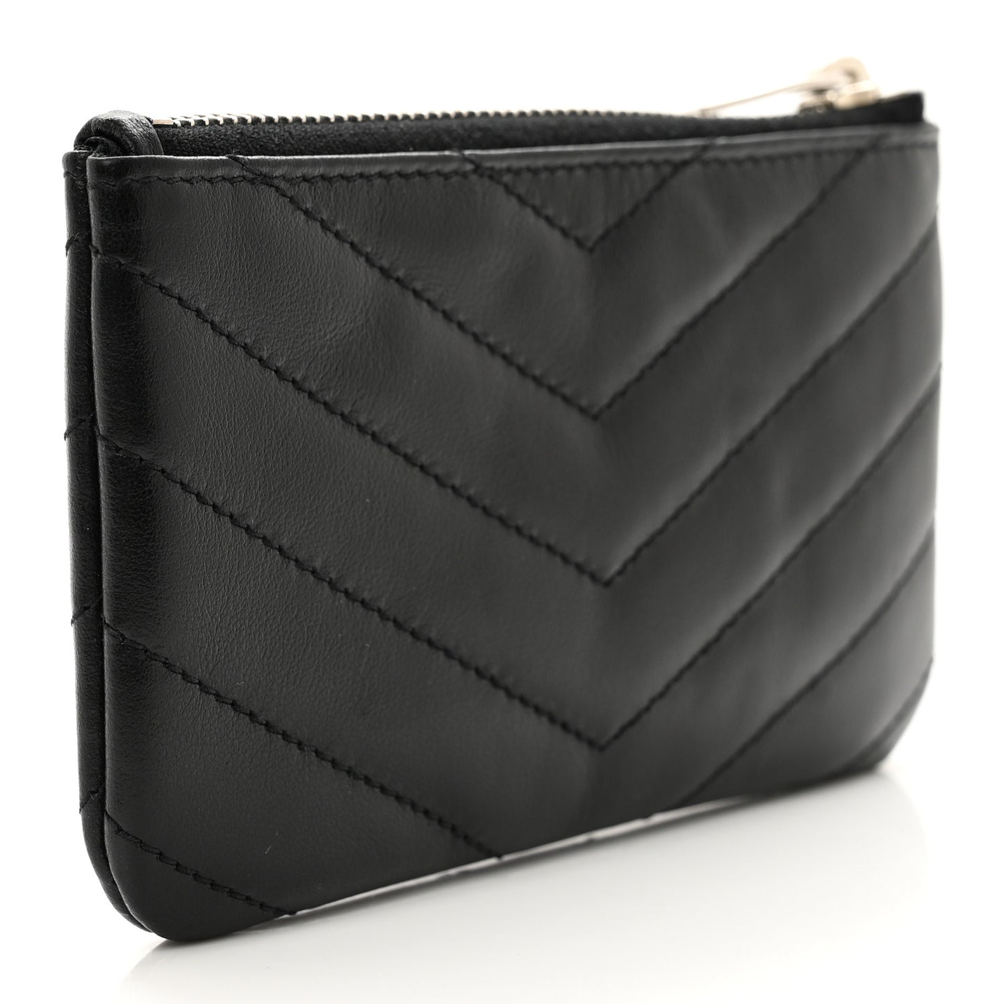 Calfskin Matelasse Monogram Key Pouch Black