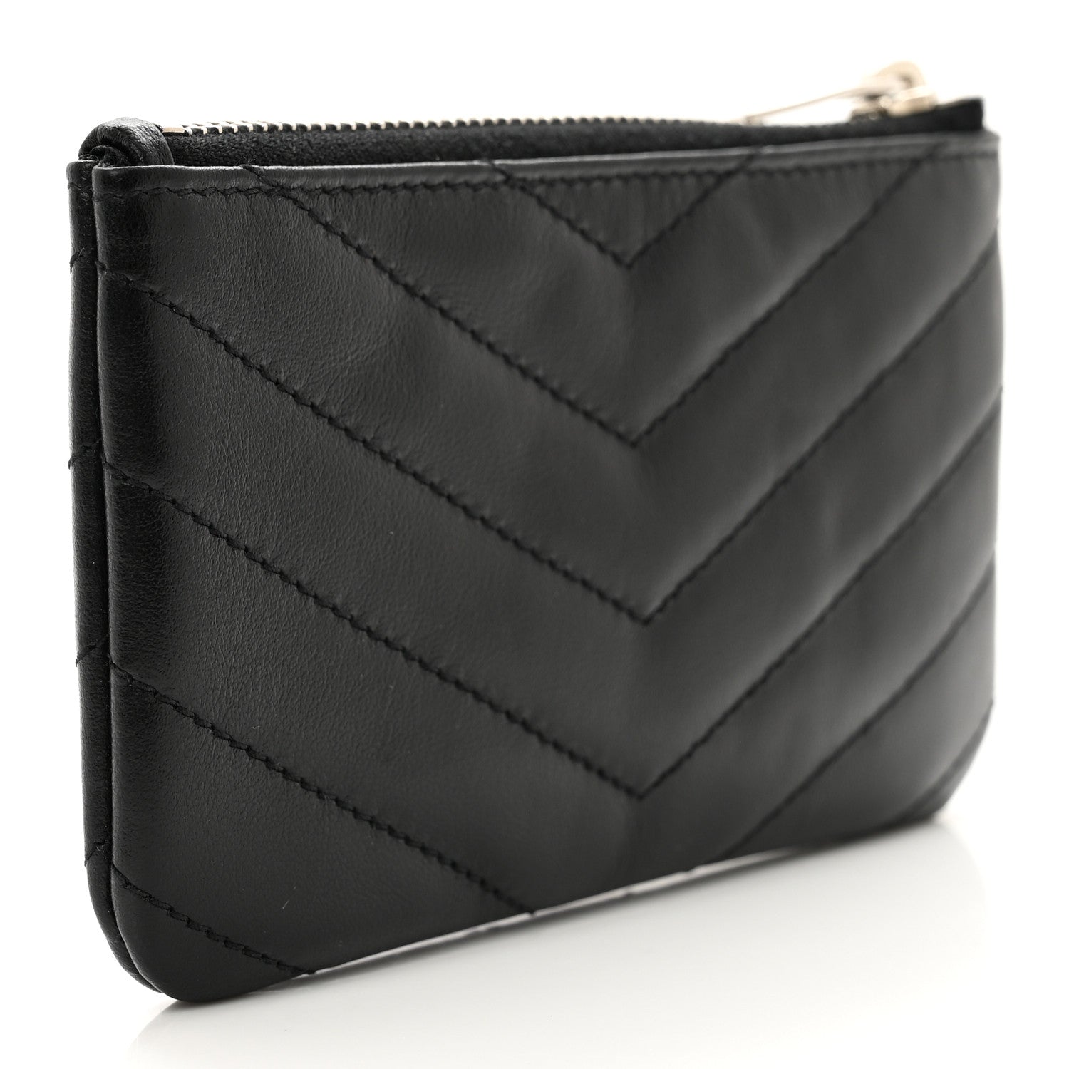 Saint Laurent Calfskin Matelasse Monogram Key Pouch Black 3 of 7