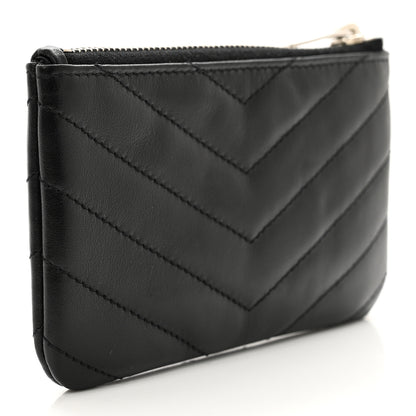 Saint Laurent Calfskin Matelasse Monogram Key Pouch Black 3 of 7