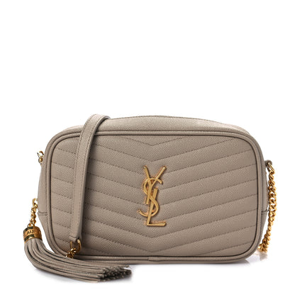 Saint Laurent Grain De Poudre Matelasse Monogram Mini Lou Camera Bag Dark Latte 1 of 7