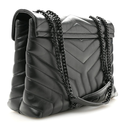 Saint Laurent Calfskin Y Quilted Monogram Monochrome Medium Loulou Chain Satchel Black 3 of 11