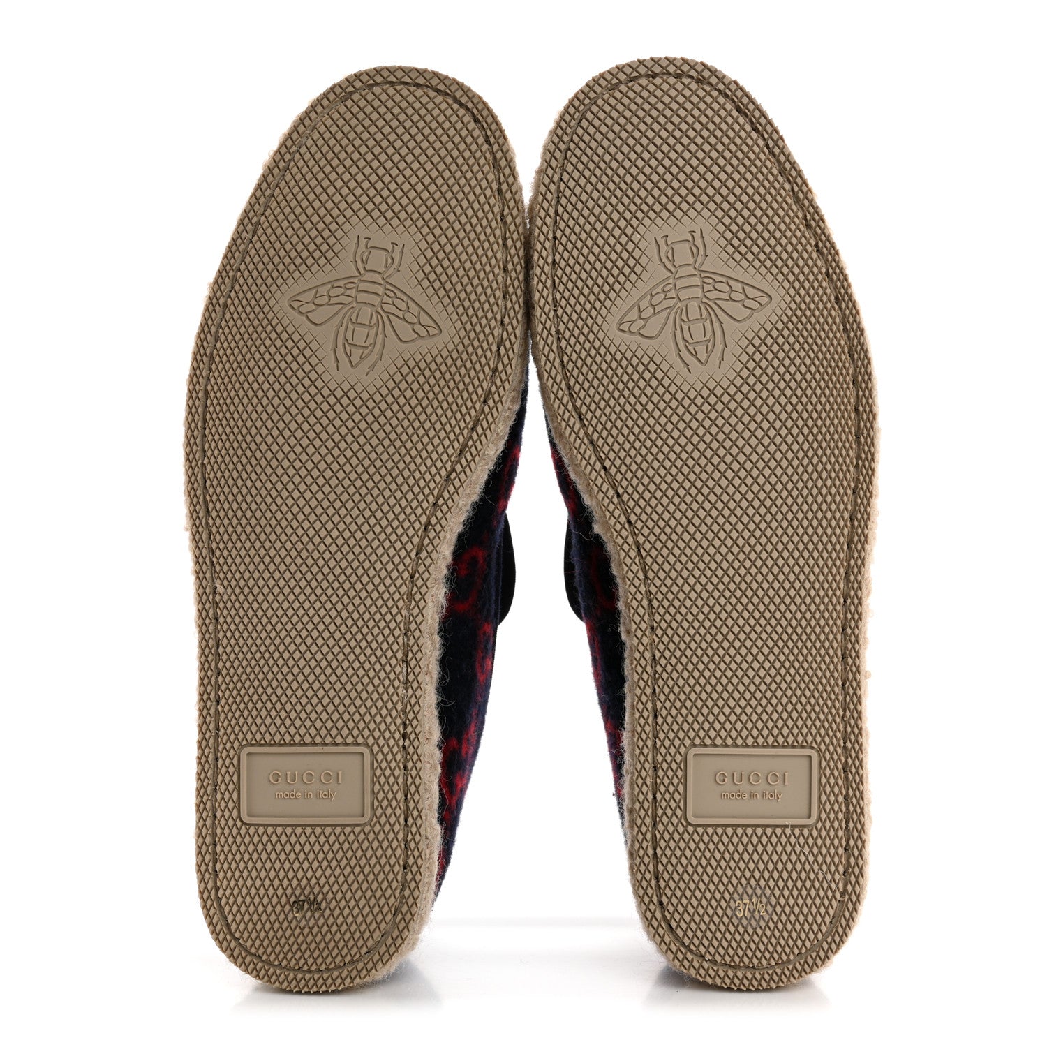 Gucci Covered Wool GG Monogram Womens Fria Horsebit Loafers 37.5 Blue Red Butterscotch 6 of 10