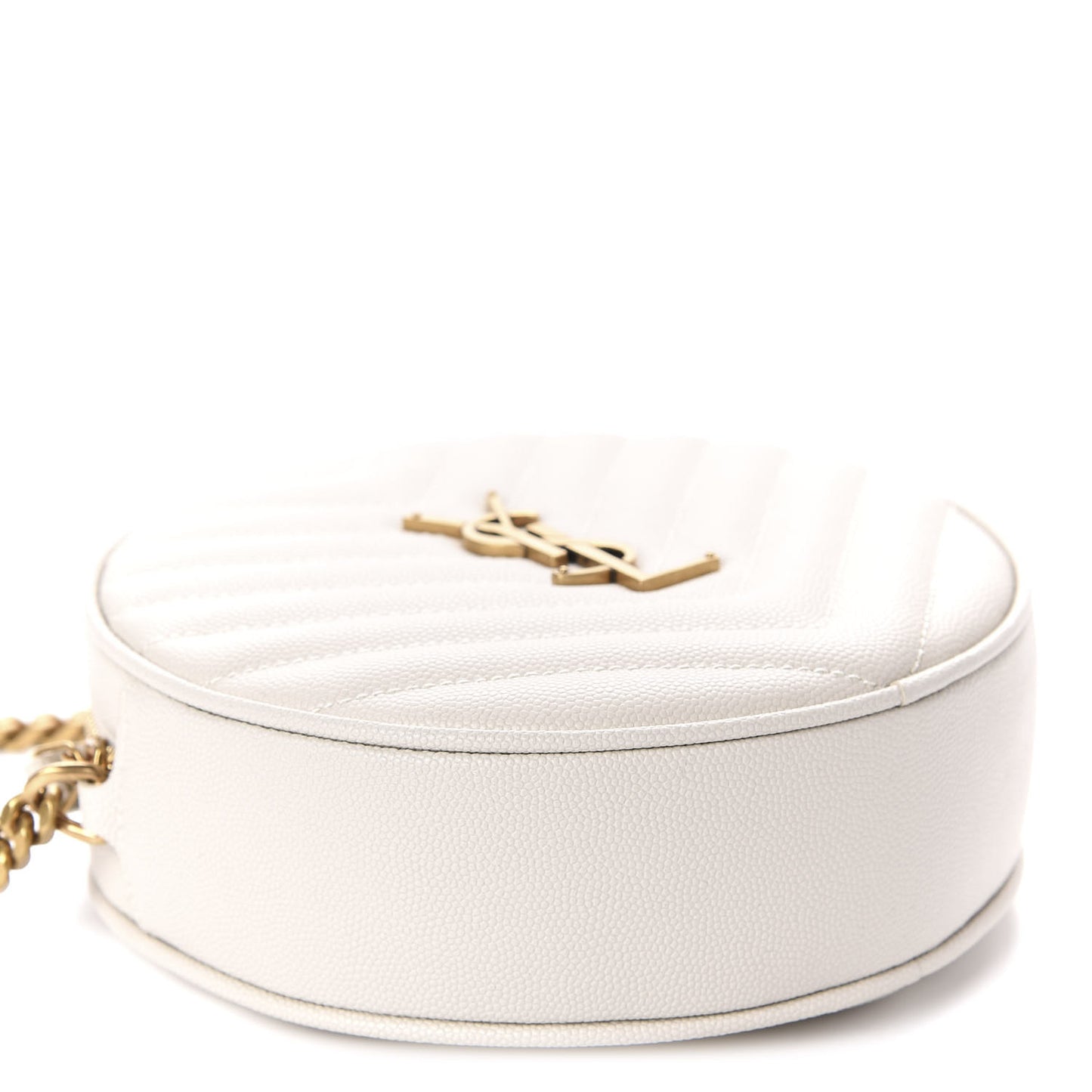 Grain De Poudre Matelasse Chevron Quilted Round Vinyle Camera Bag Crema Soft