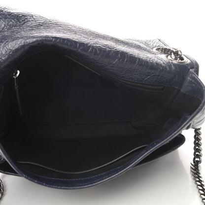 Saint Laurent Crinkled Calfskin Matelasse Monogram Medium Niki Chain Satchel Deep Marine 4 of 4