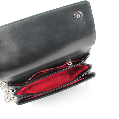 Prada Tessuto Nylon Soft Calf Grommet Chain Shoulder Bag Nero Black 5 of 7