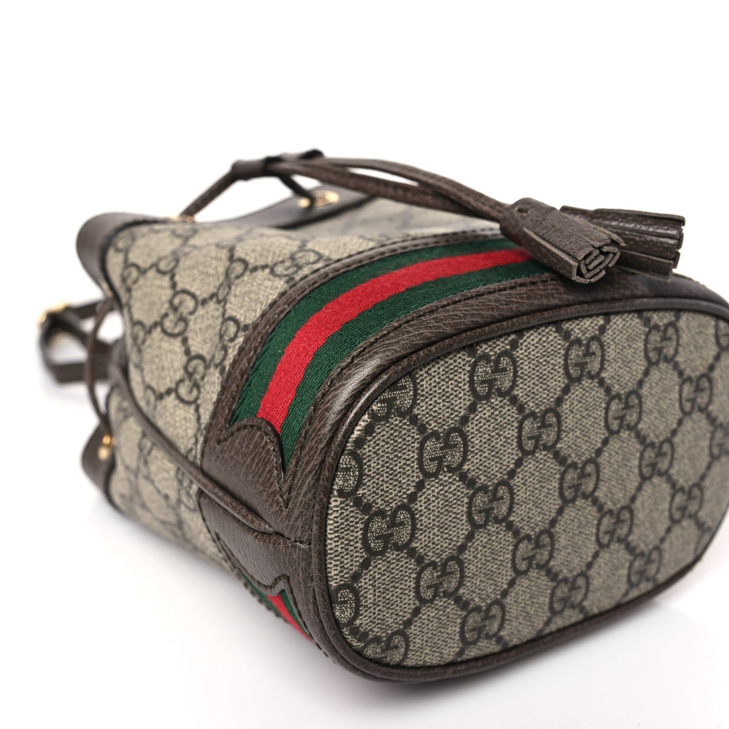 GG Supreme Monogram Web Mini Ophidia Bucket Bag Brown