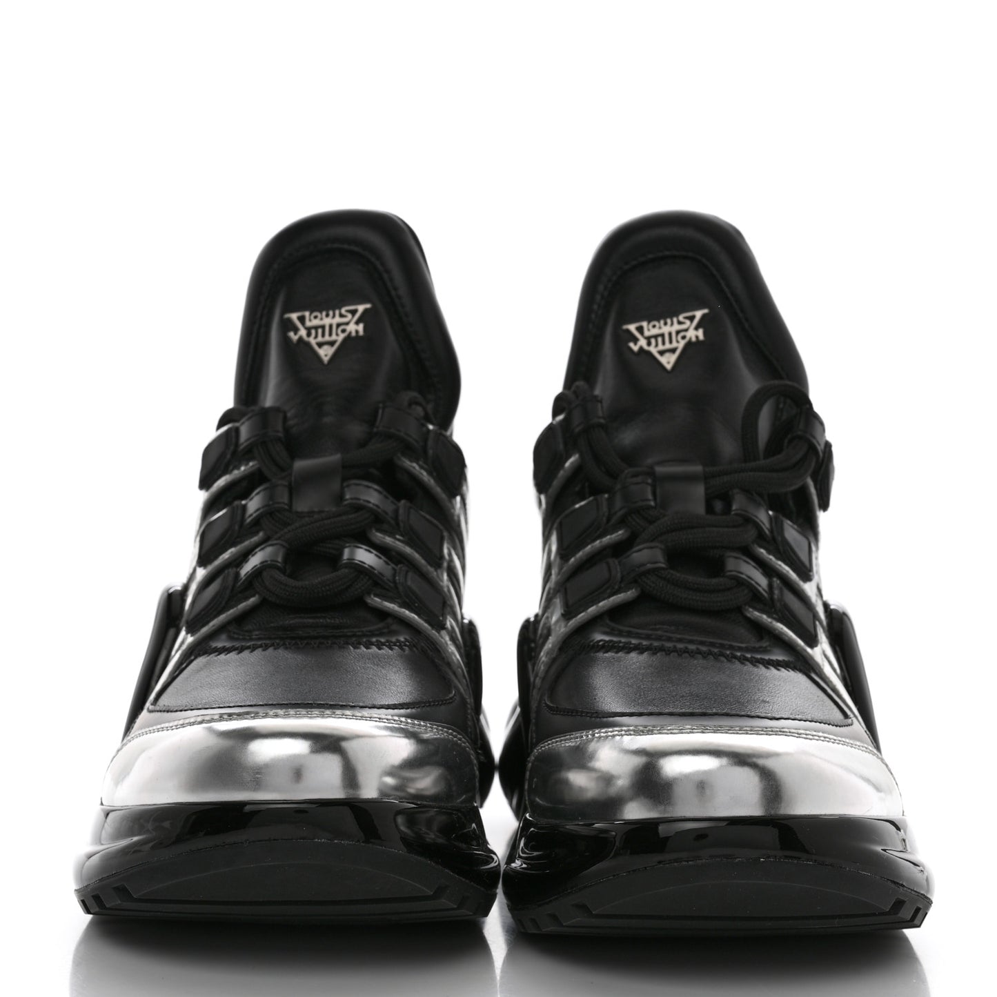 Calfskin Metallic Monogram LV Archlight Sneakers 37 Black Silver