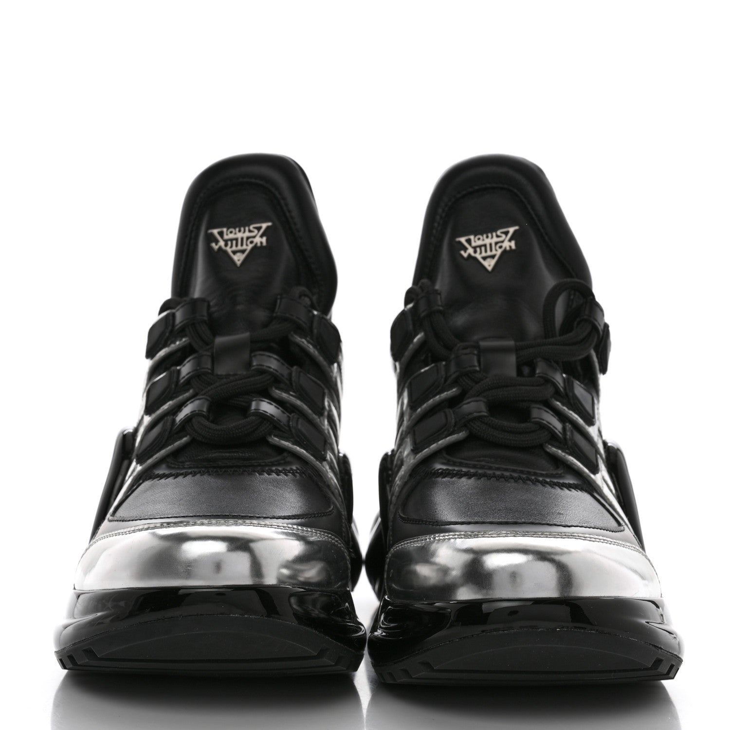 Louis Vuitton Calfskin Metallic Monogram LV Archlight Sneakers 37 Black Silver 2 of 9