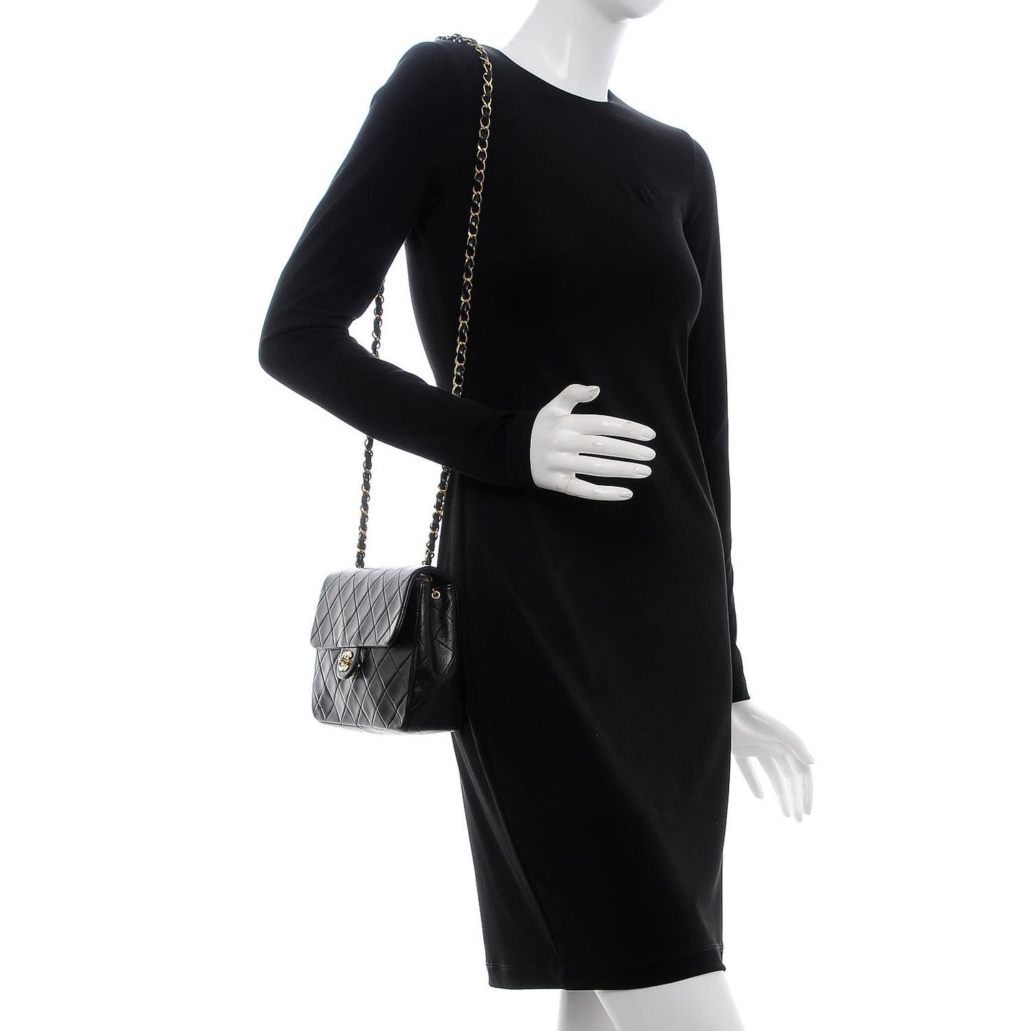 Lambskin Quilted Mini Square Flap Black