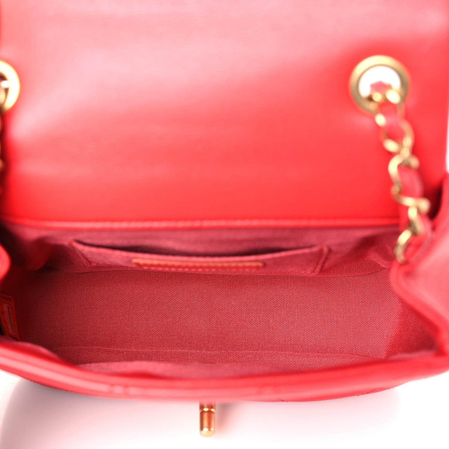 Chanel Lambskin Quilted Small In The Loop Handle Flap Bag Red 5 of 11
