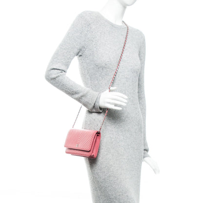 Chanel Caviar Chevron Wallet On Chain WOC Pink 2 of 8