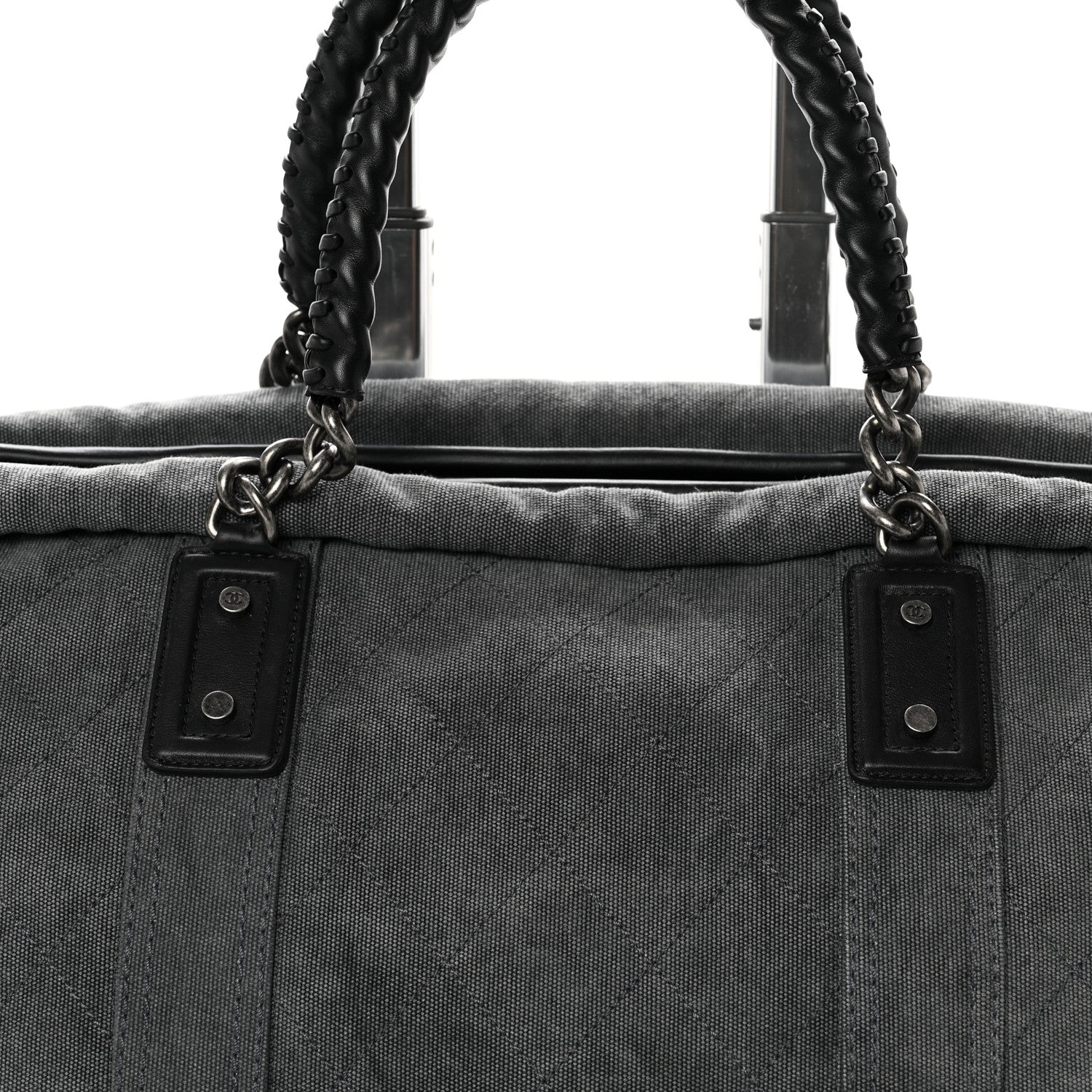 Chanel Washed Toile Calfskin Quilted Trolley Black 8 of 10