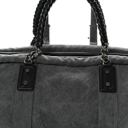 Chanel Washed Toile Calfskin Quilted Trolley Black 8 of 10