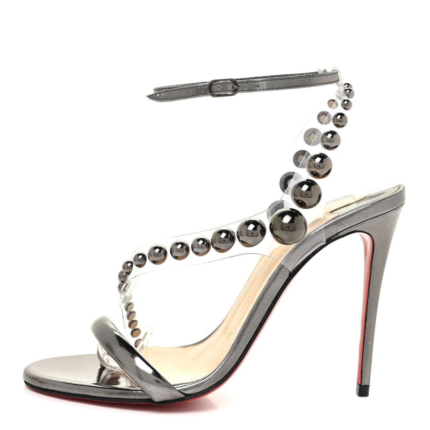 Christian Louboutin Specchio PVC Corinetta 100 Sandals 35 Gun Metal 1 of 16