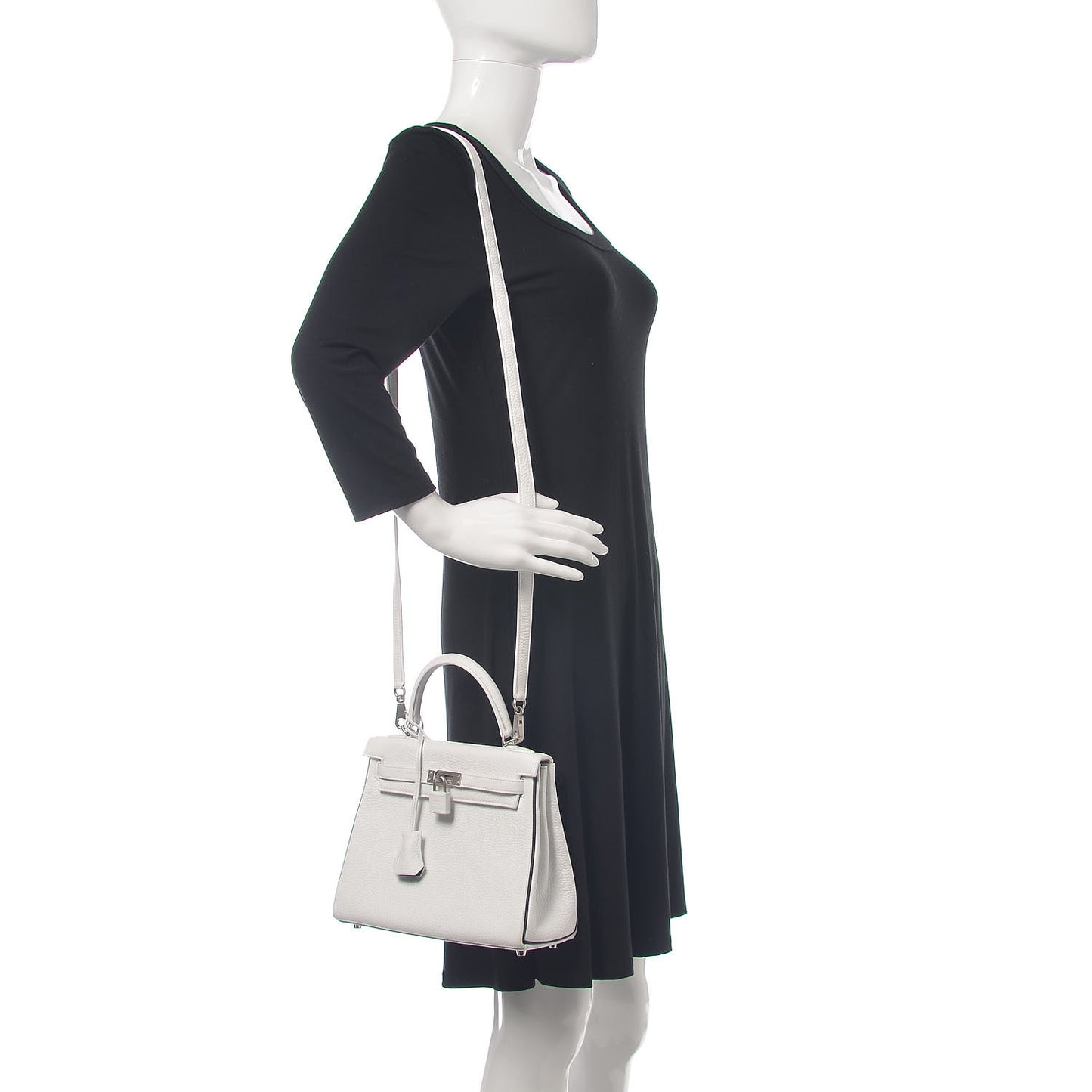 Taurillon Clemence Horseshoe Kelly Retourne 25 White Black