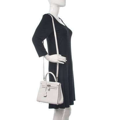 Hermes Taurillon Clemence Horseshoe Kelly Retourne 25 White Black 3 of 43