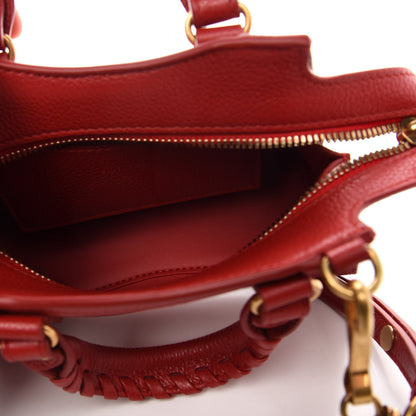 Balenciaga Grained Calfskin Neo Classic Gold Hardware Nano City Crossbody Medium Red 5 of 10