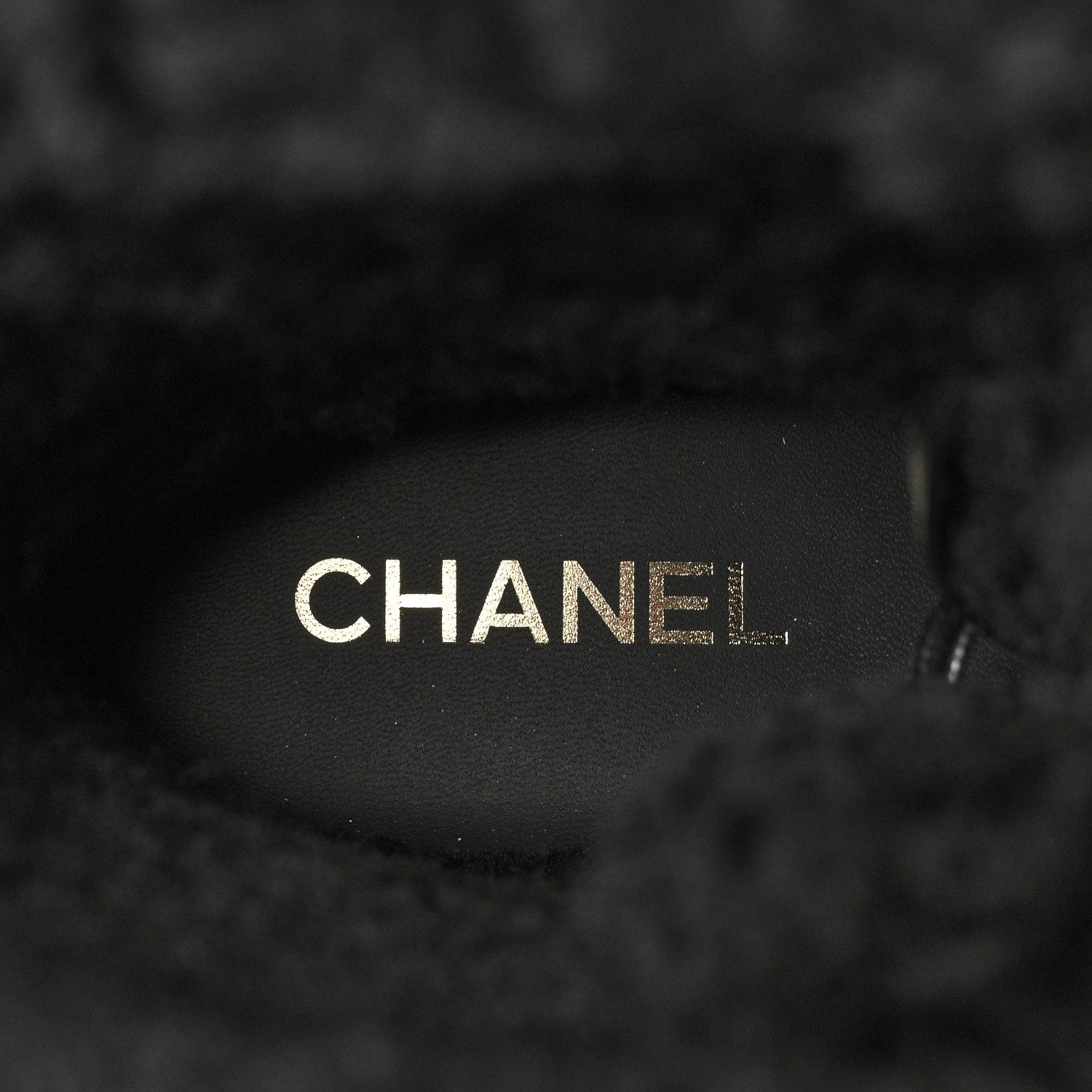 Chanel Shiny Crumpled Calfskin Shearling Lace Up Boots 39.5 Black 7 of 8