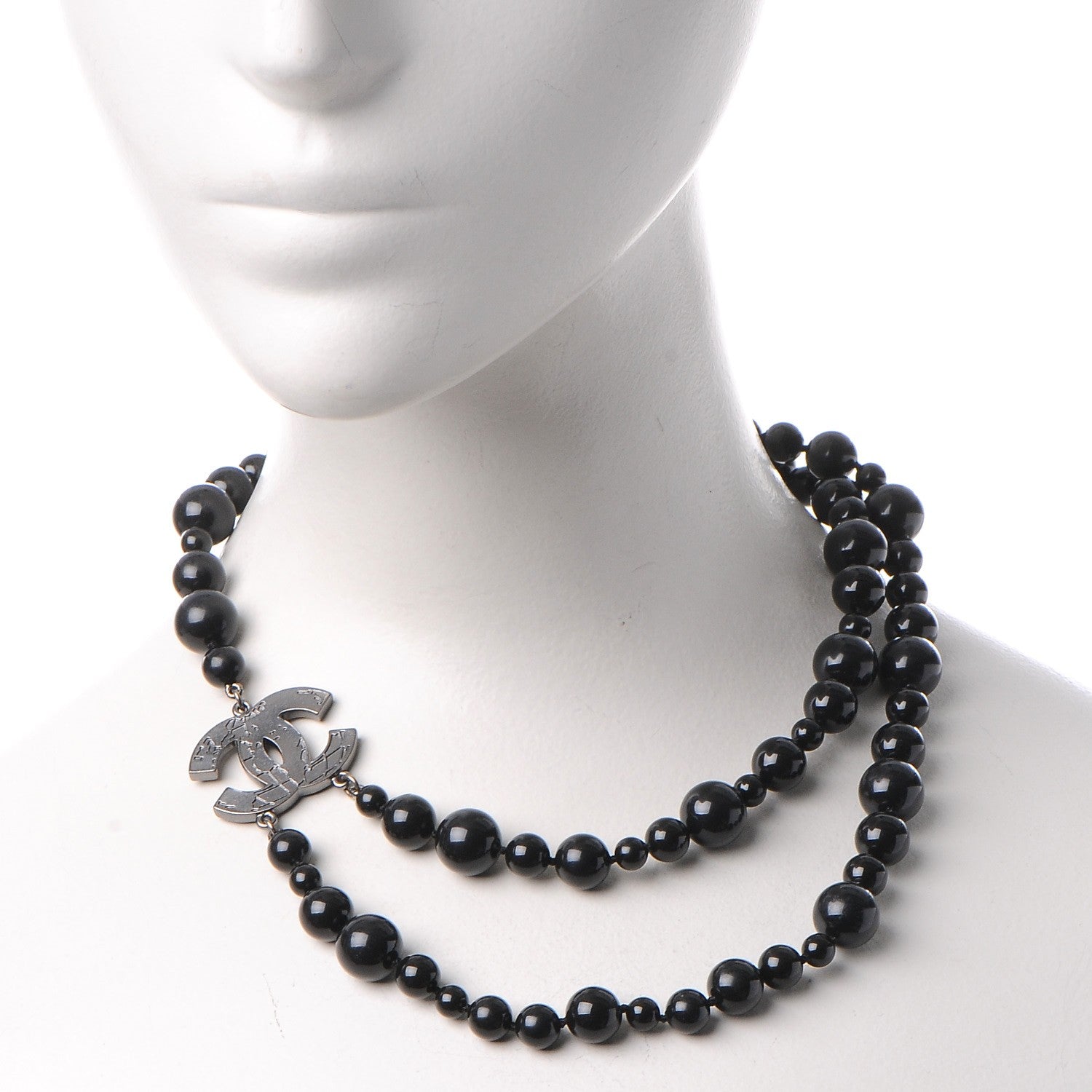 Chanel Glass Bead CC Map Short Necklace Ruthenium Black 2 of 6