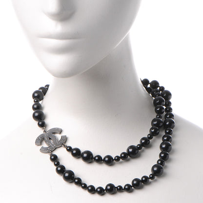 Chanel Glass Bead CC Map Short Necklace Ruthenium Black 2 of 6