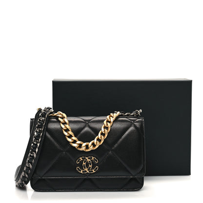Chanel Lambskin Quilted Chanel 19 Wallet On Chain WOC Black 13 of 13